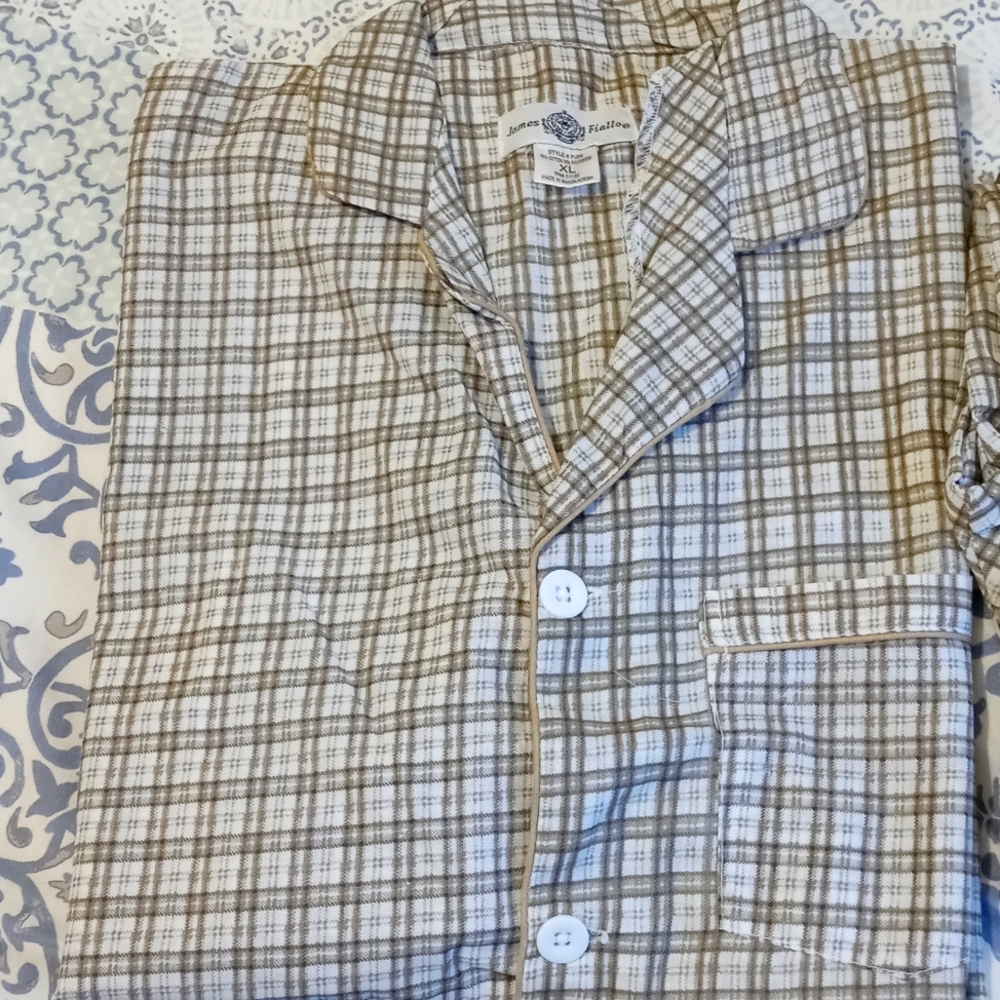 James Fiallo NWOT 2 PC men cotton blend multicolor plaid pajamas XL